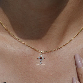 Marquise Cut Lab Diamond Cross Pendant