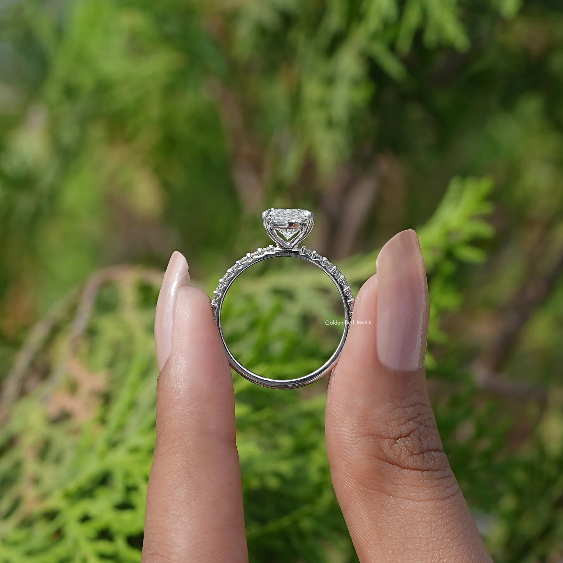 [Marquise And Round Cut Diamond Ring]-[Golden Bird Jewels]