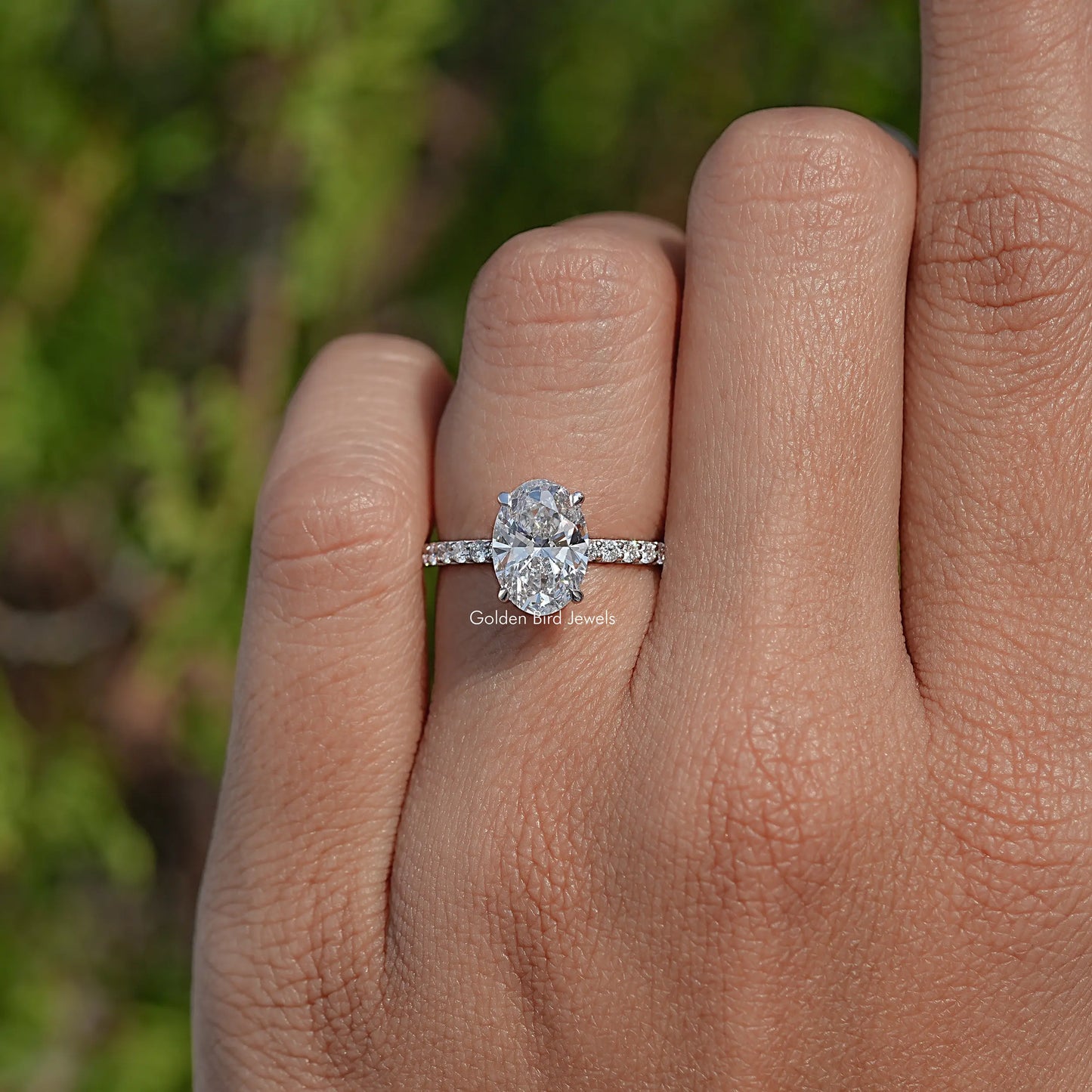 Top View Of Lab Diamond Cushion Accent Ring
