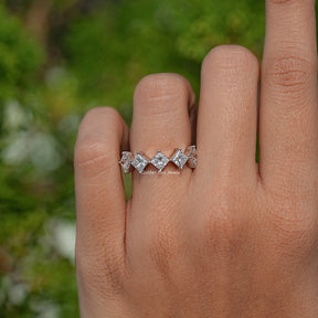 Top View Of Princess Cut Lab Diamond Engagement Ring
