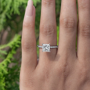 Close-Up View of Lab Diamond Princess Cut Solitaire Ring In White Gold