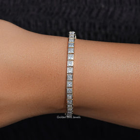 front View of Princess Lab Diamond Tennis Bracelet

