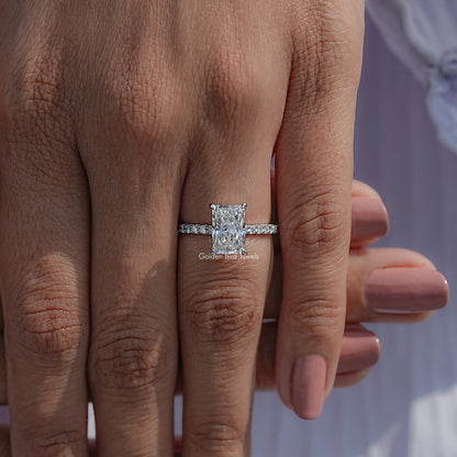 Detailed View Of Lab Diamond Radiant Accent Ring
