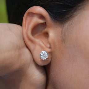 Lab Diamond Round Cut Bezel Set Stud Earrings