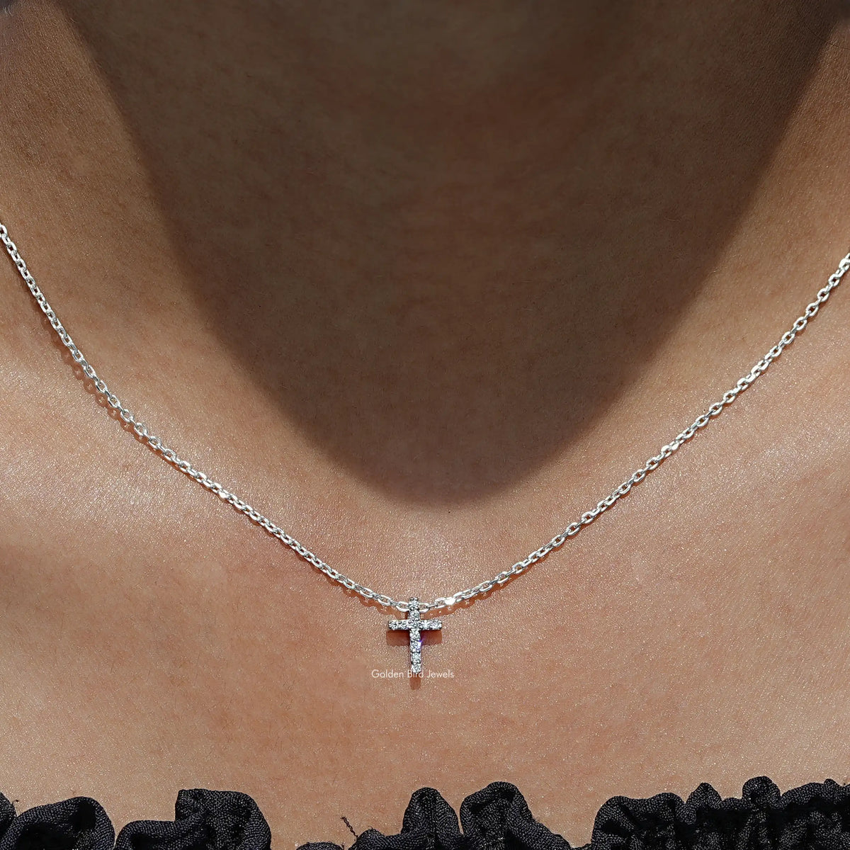 Lab Diamond Round Cut Cross Pendant