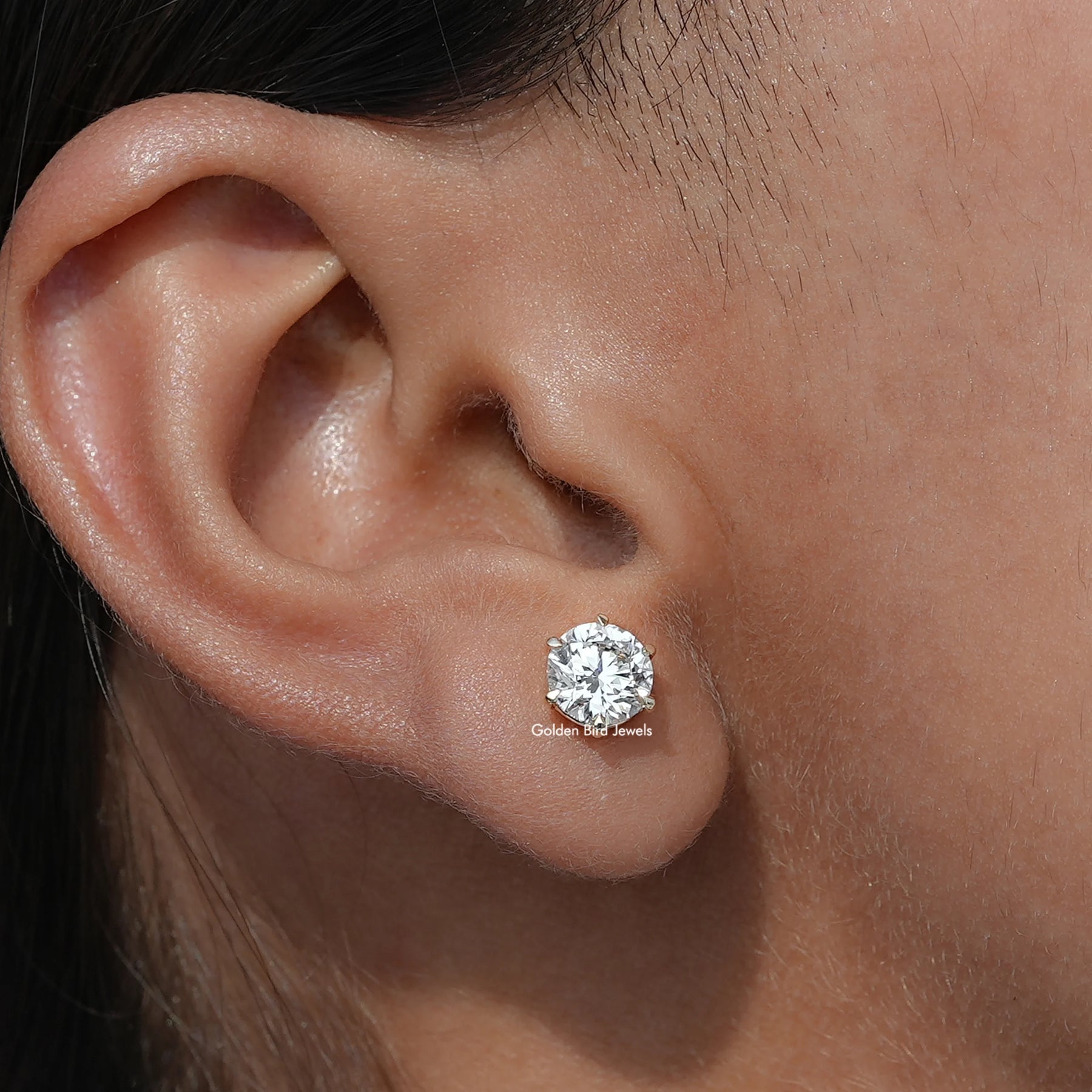 Lab Diamond Round Shaped Solitaire Stud Earrings