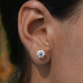 Lab Diamond Round Shaped Solitaire Stud Earrings