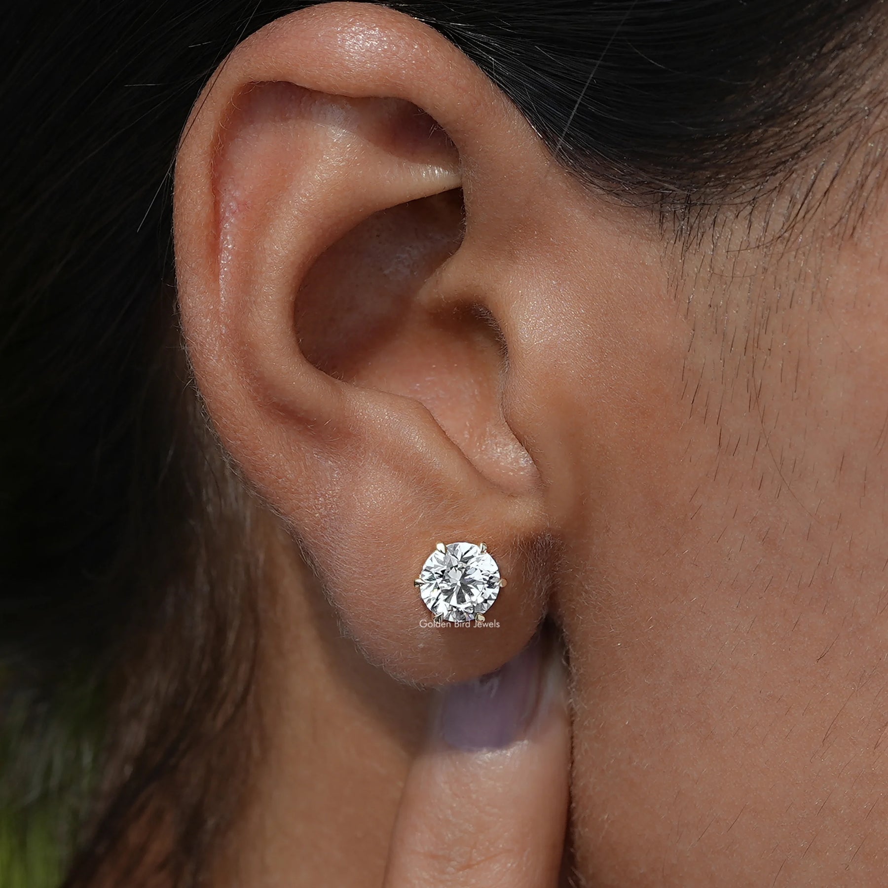 Lab Diamond Round Shaped Solitaire Stud Earrings