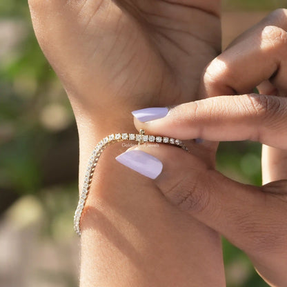 Back Side View Of Lab Grown Round Cut Diamond Tennis Bracelet
