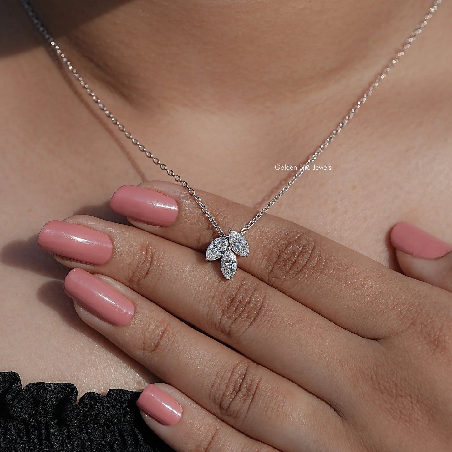 detaild view of Marquise Cut Lab Diamond Pendant