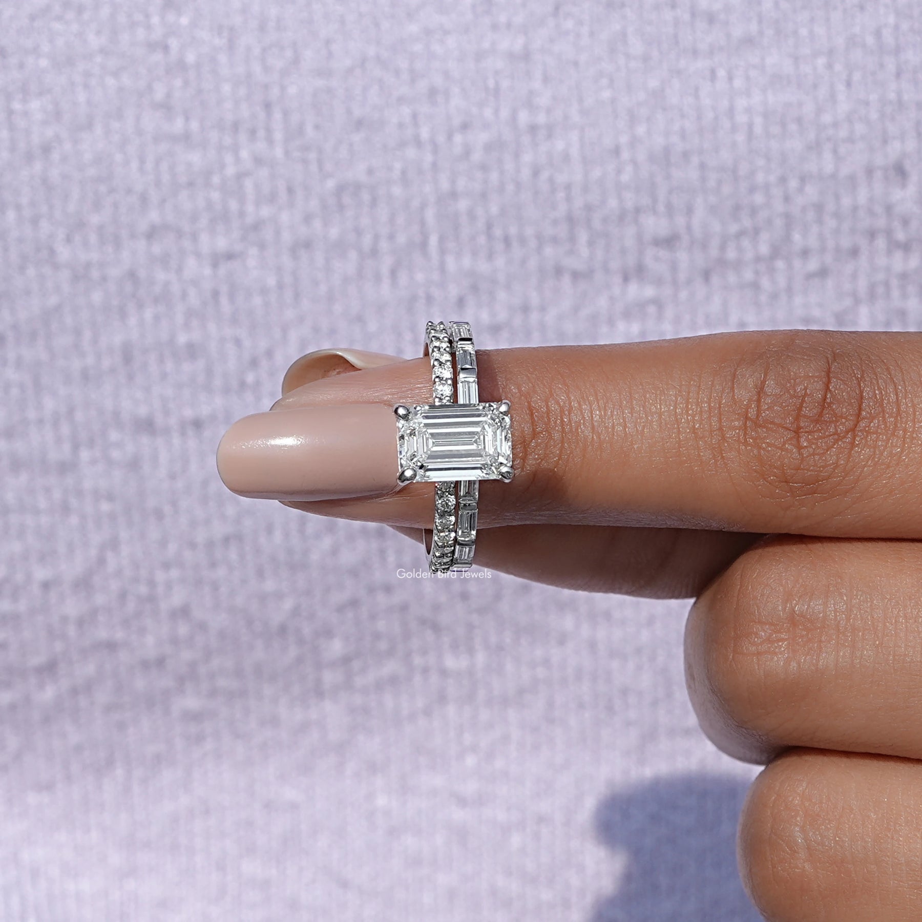 Lab Grown Diamond Emerald Cut Bridal Ring