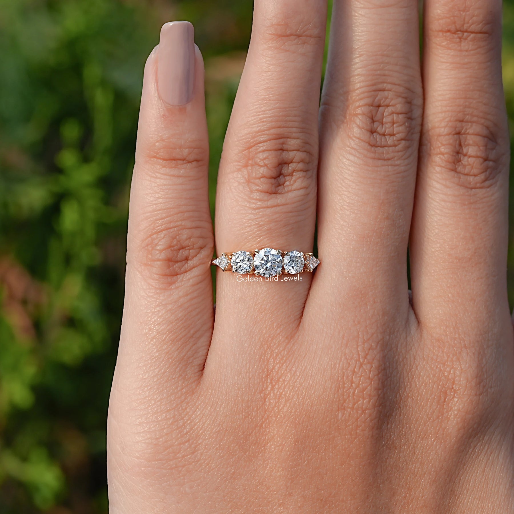 Lab Diamond Kite And Round Cut 5 Stone Ring