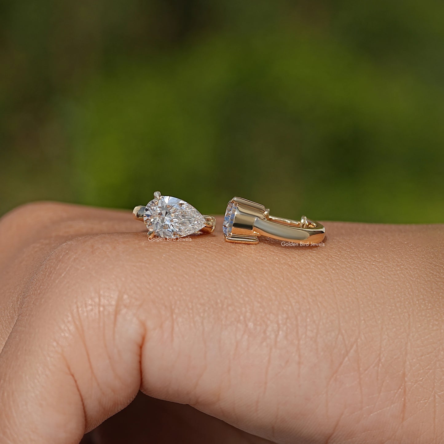 Pear Cut Lab Diamond Solitaire Huggie Hoop Earrings
