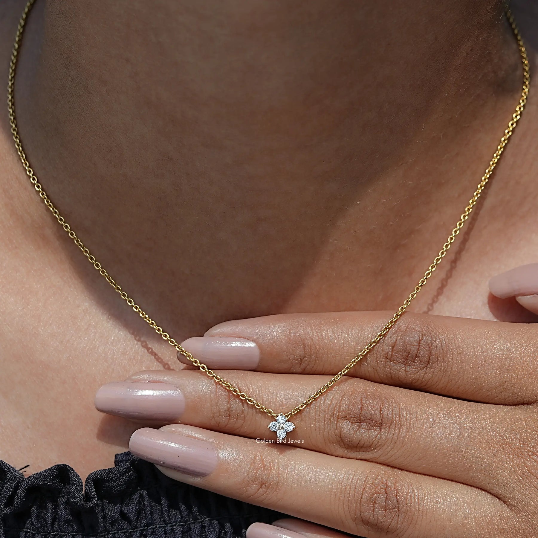 Close-Up View of Round Cut Diamond Shaped Pendant In Yellow Gold