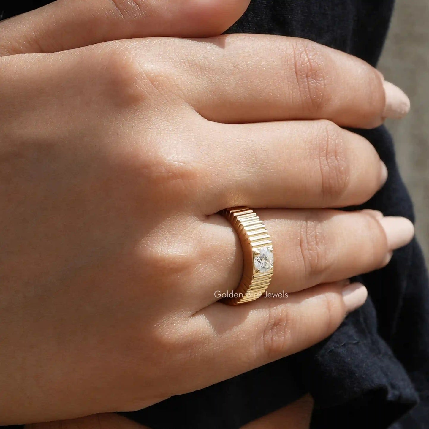 View of Round Cut Lab Grown Solittaire Engagement Ring  In Finger