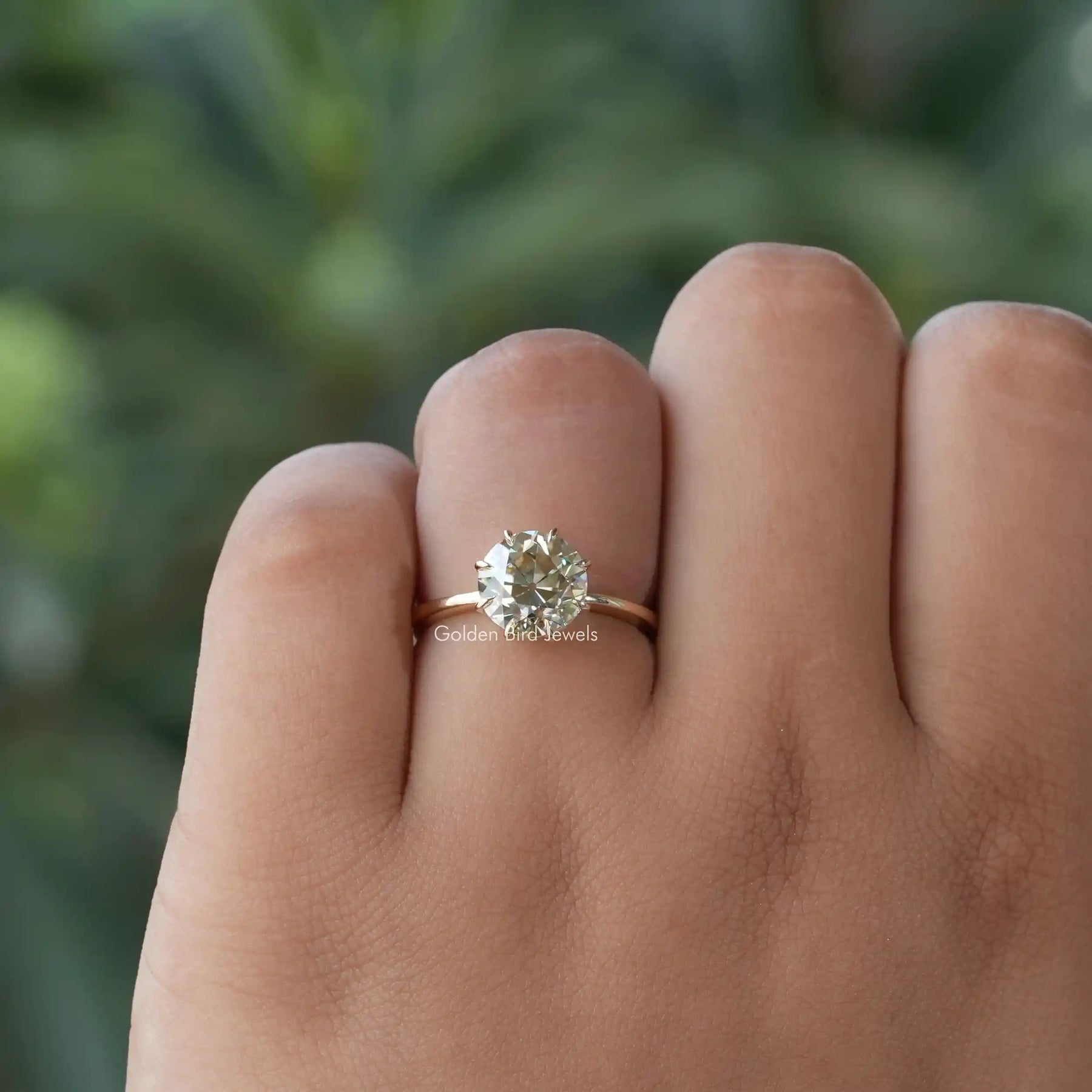 OEC Round Light Yellow Solitaire Moissanite Engagement Ring