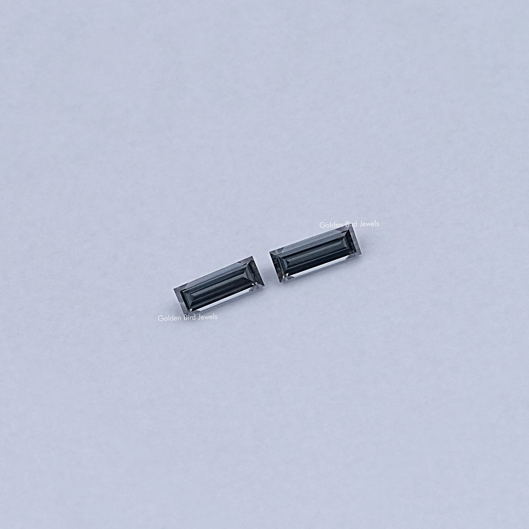 Detailed View Of Baguette Cut Loose moissanite in Unique Pattern 
