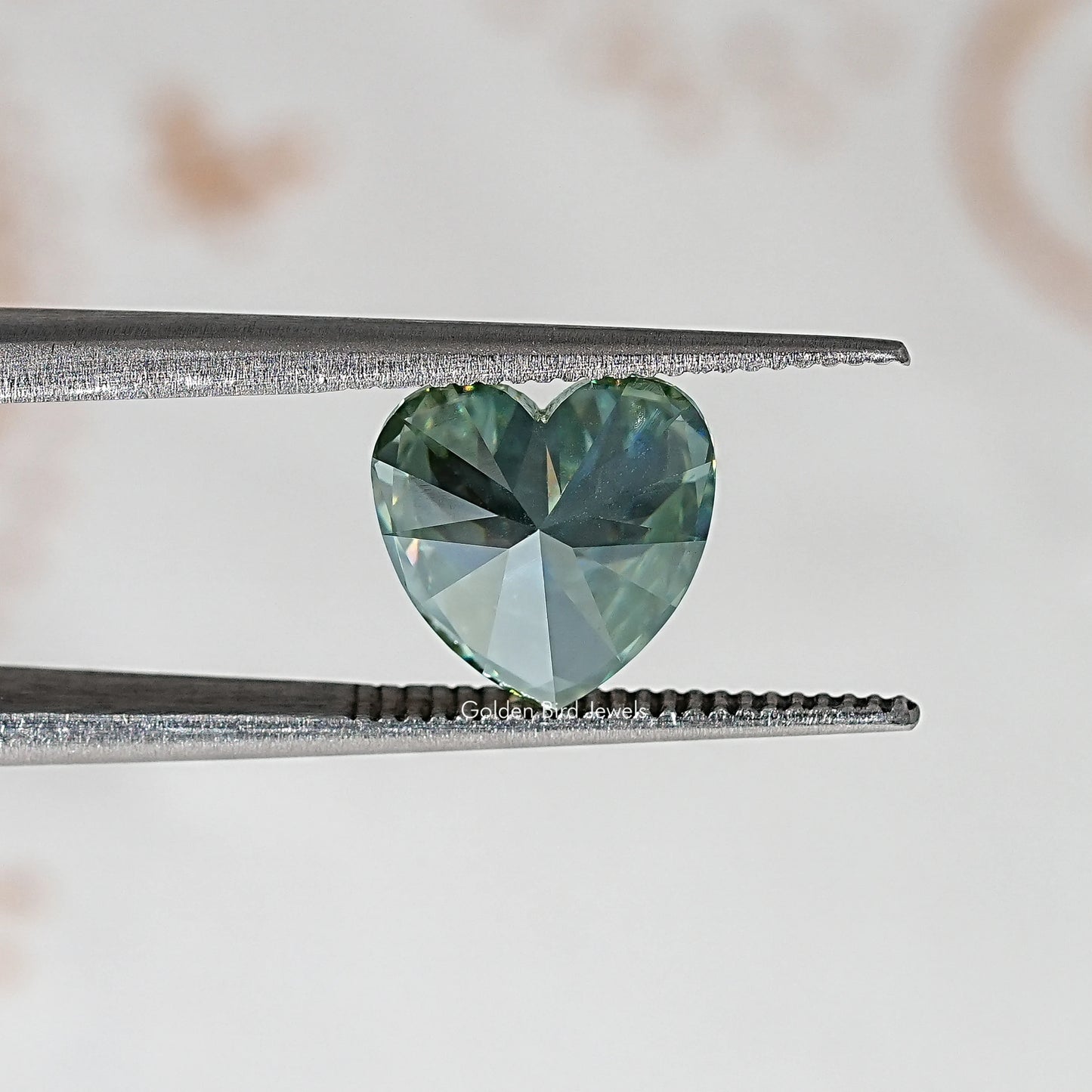 Blue Green Heart Loose Moissanite