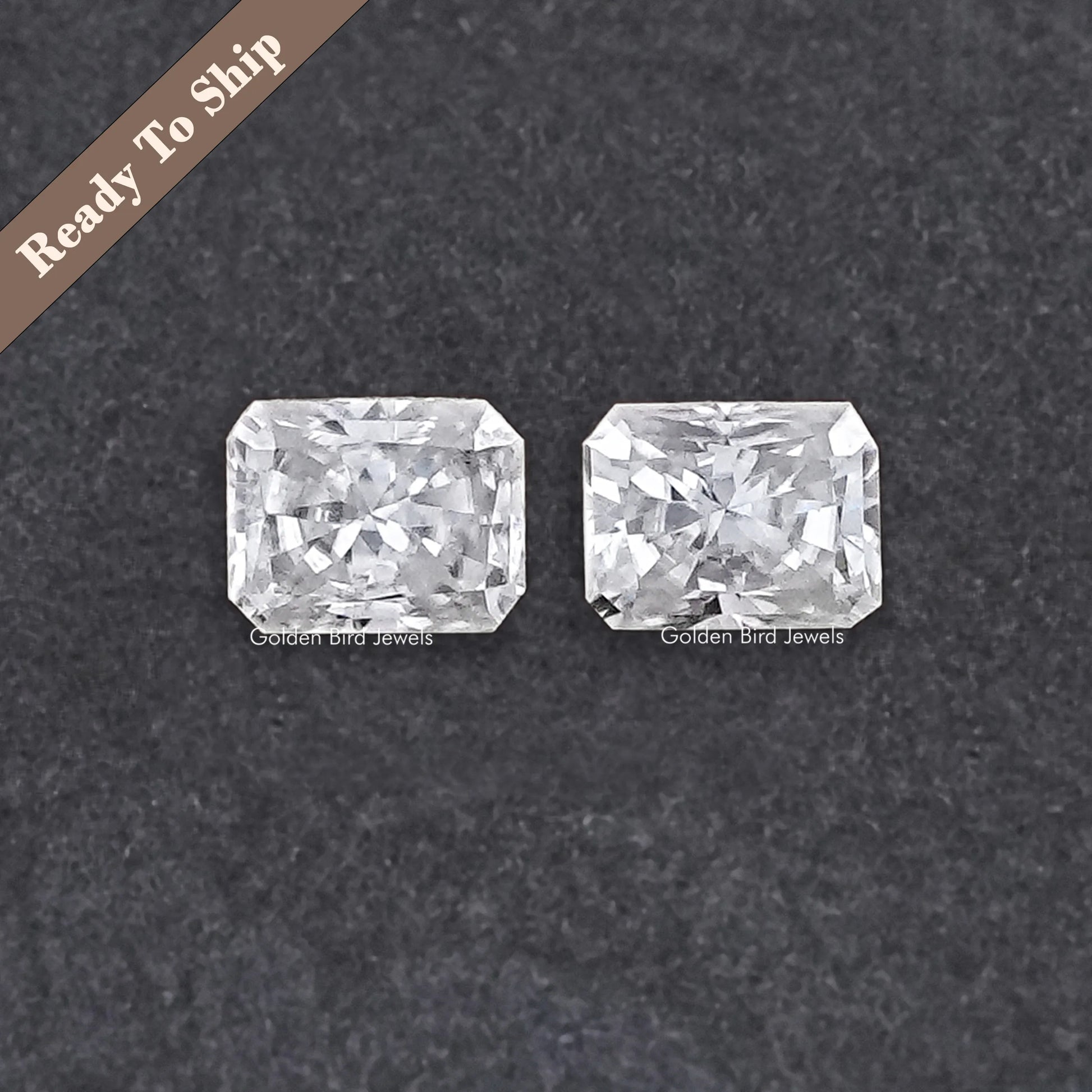 Front View of Radiant Cut Loose Moissanite Pair