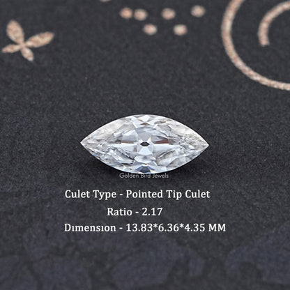front view of Old Mine Marquise Cut Moissanite Loose Stone
