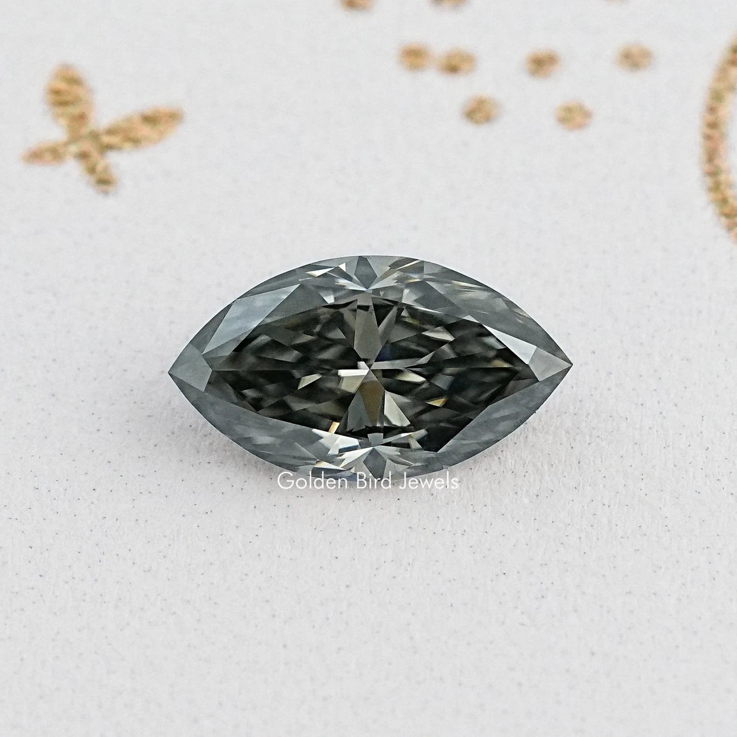 Front View Of Grey Marquise Cut Moissanite Loose stone