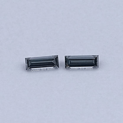 Grey Baguette Cut Loose Moissanite Pair