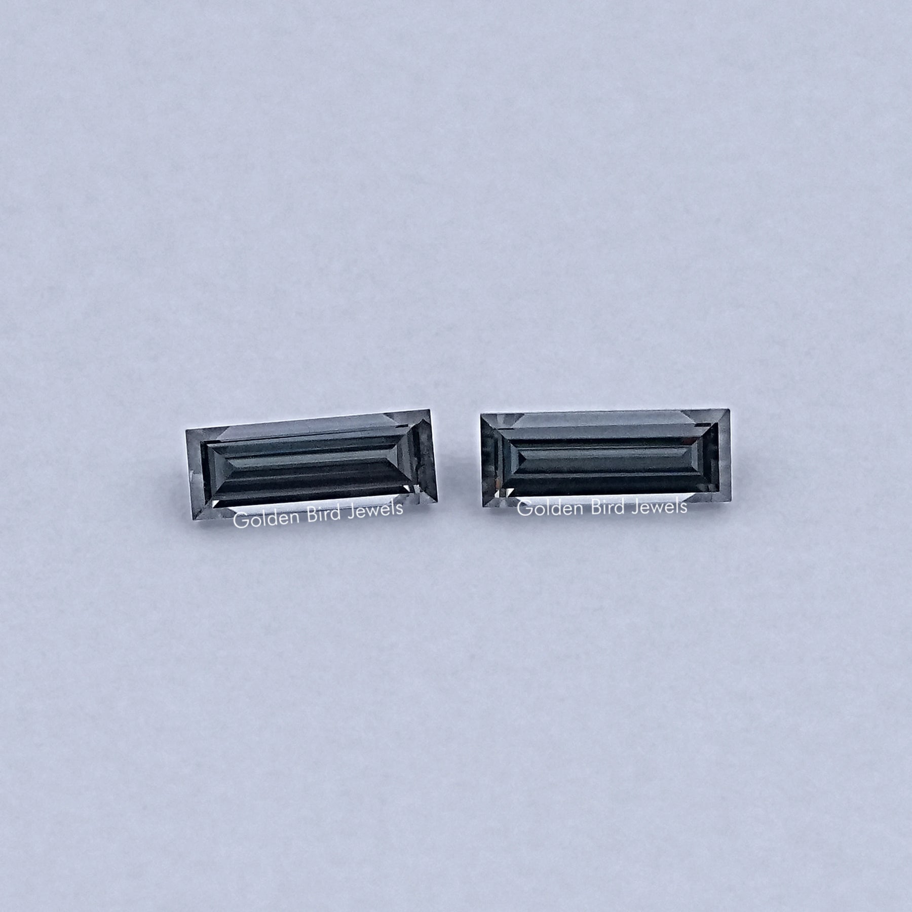 Grey Baguette Cut Loose Moissanite Pair