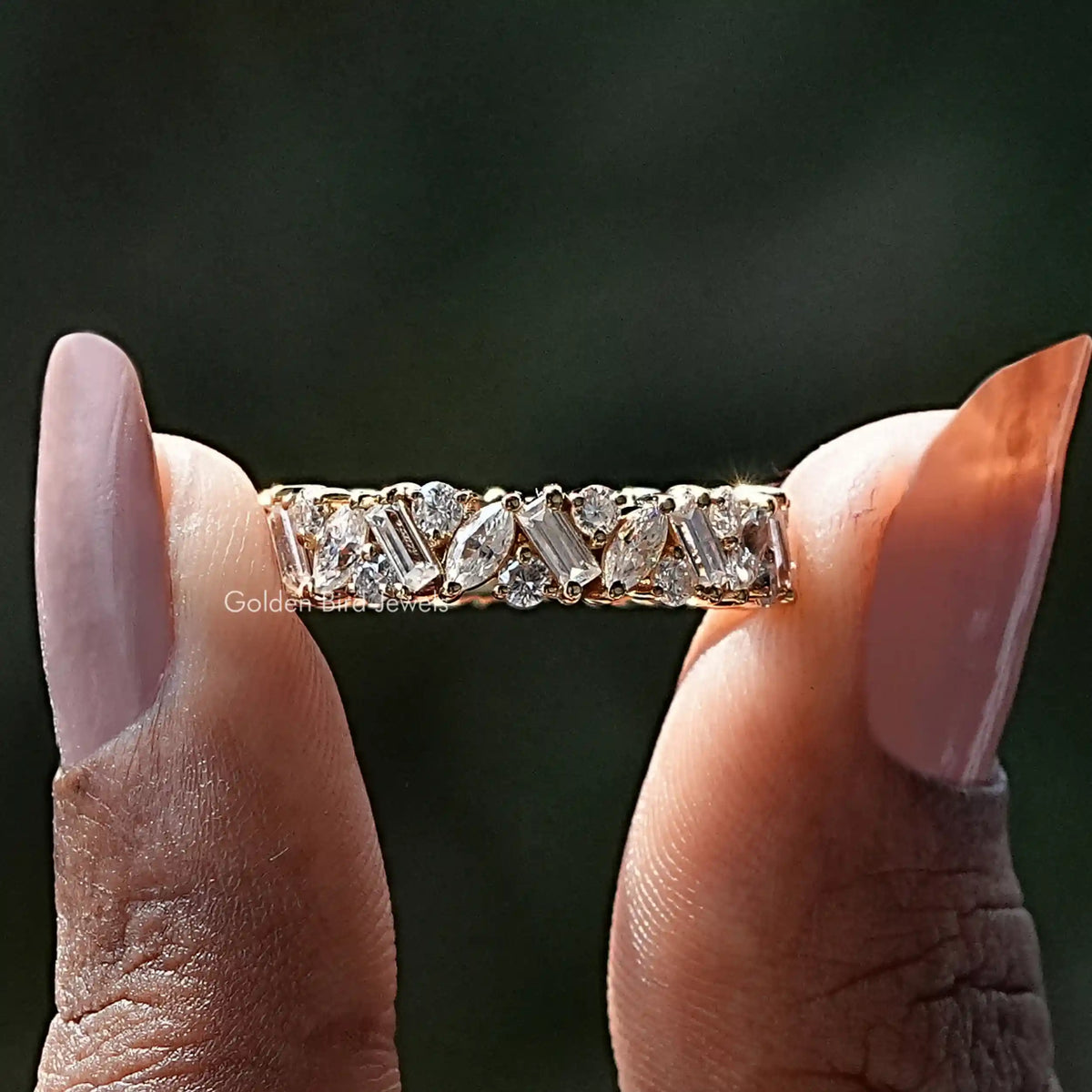 [Marquise And Baguette Cut Moissanite Eternity Band]-[Golden Bird Jewels]