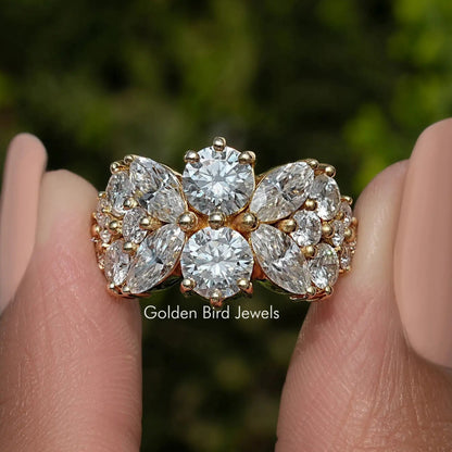 Marquise And Round Cut Moissanite Vintage Ring