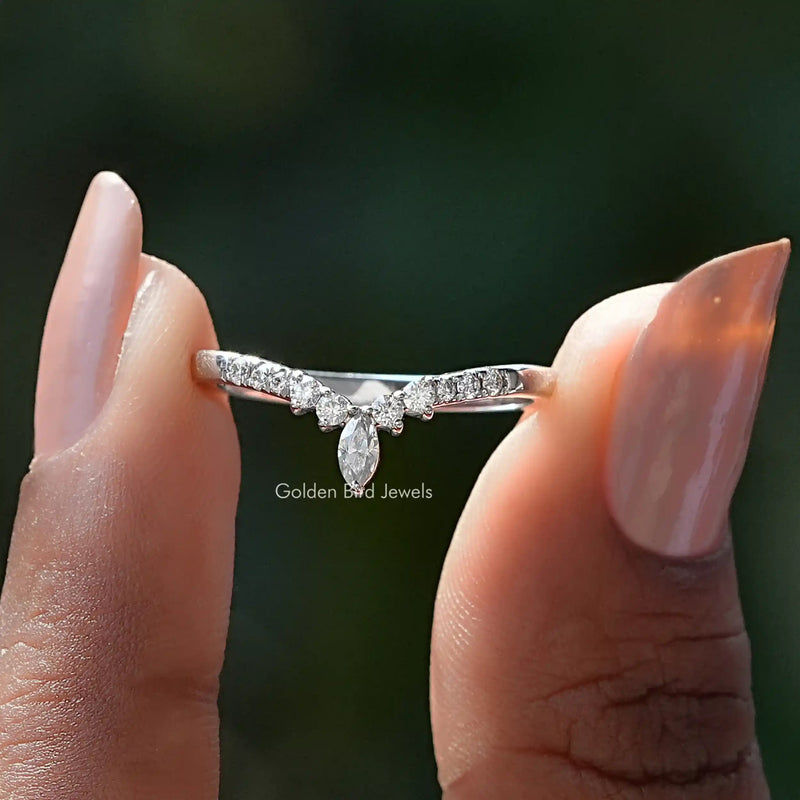 Marquise And Round Lab Diamond Chevron Band