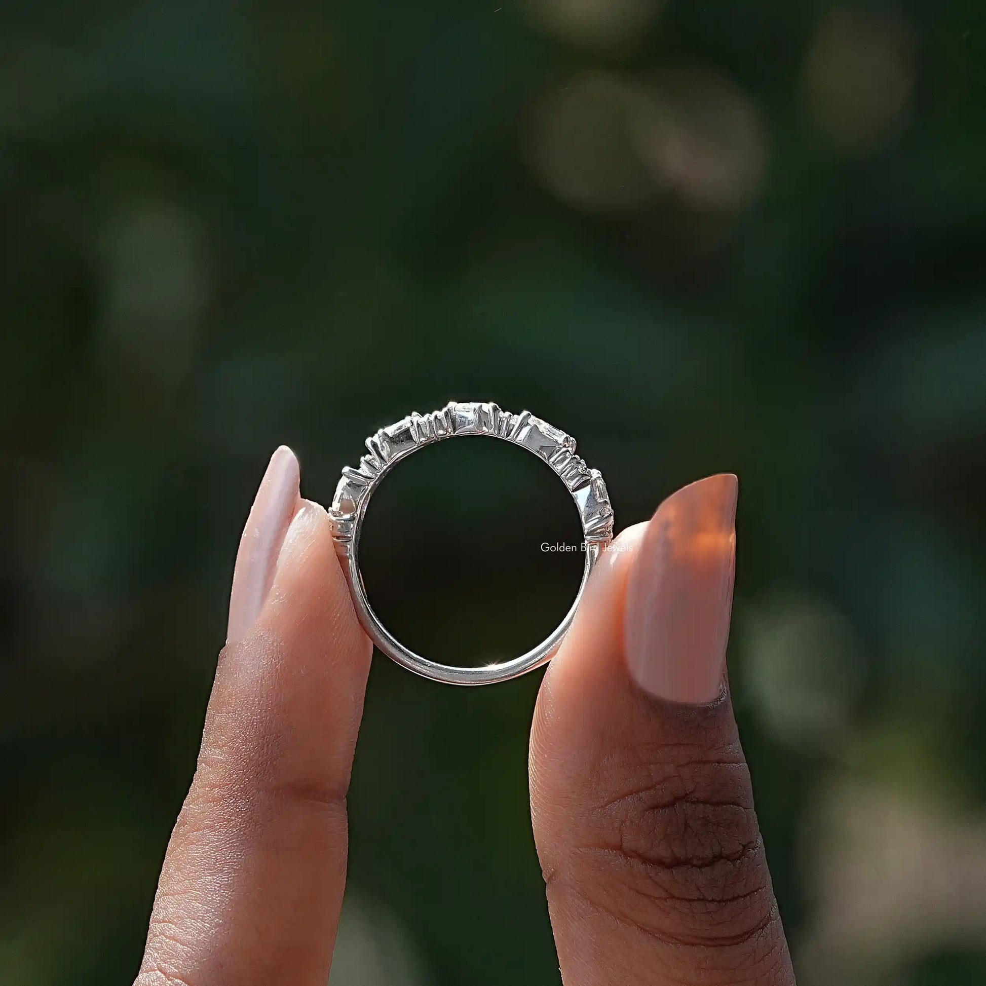 Back View Of Marquise And Round Lab Diamond Halo Engagement Ring
