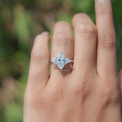 Marquise And Triangle Moissanite Three Stone Ring