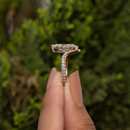 Marquise Cut Lab Grown Curved Accent  Ring