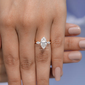 Marquise Cut Moissanite Three Stone Ring