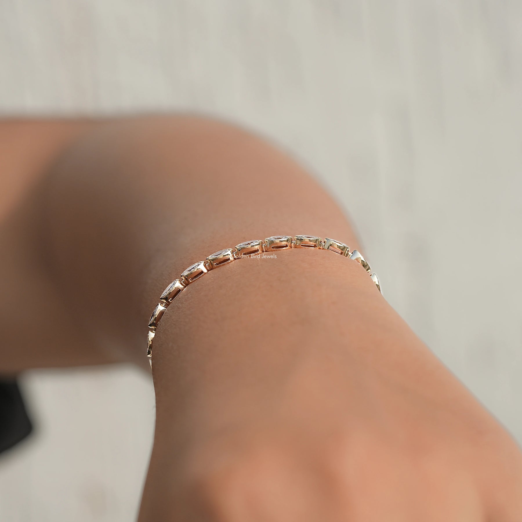 Side View Of East West Lab Diamond Tennis Bracelet
