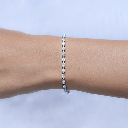 Side View Of Marquise Cut Lab Tennis Bracelet
