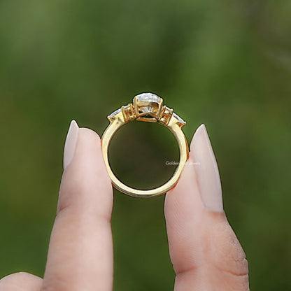 Back view of Marquise Accent Stone Ring in secure setting