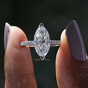 [Marquise Cut Moissanite Solitaire Ring]-[Golden Bird Jewels]