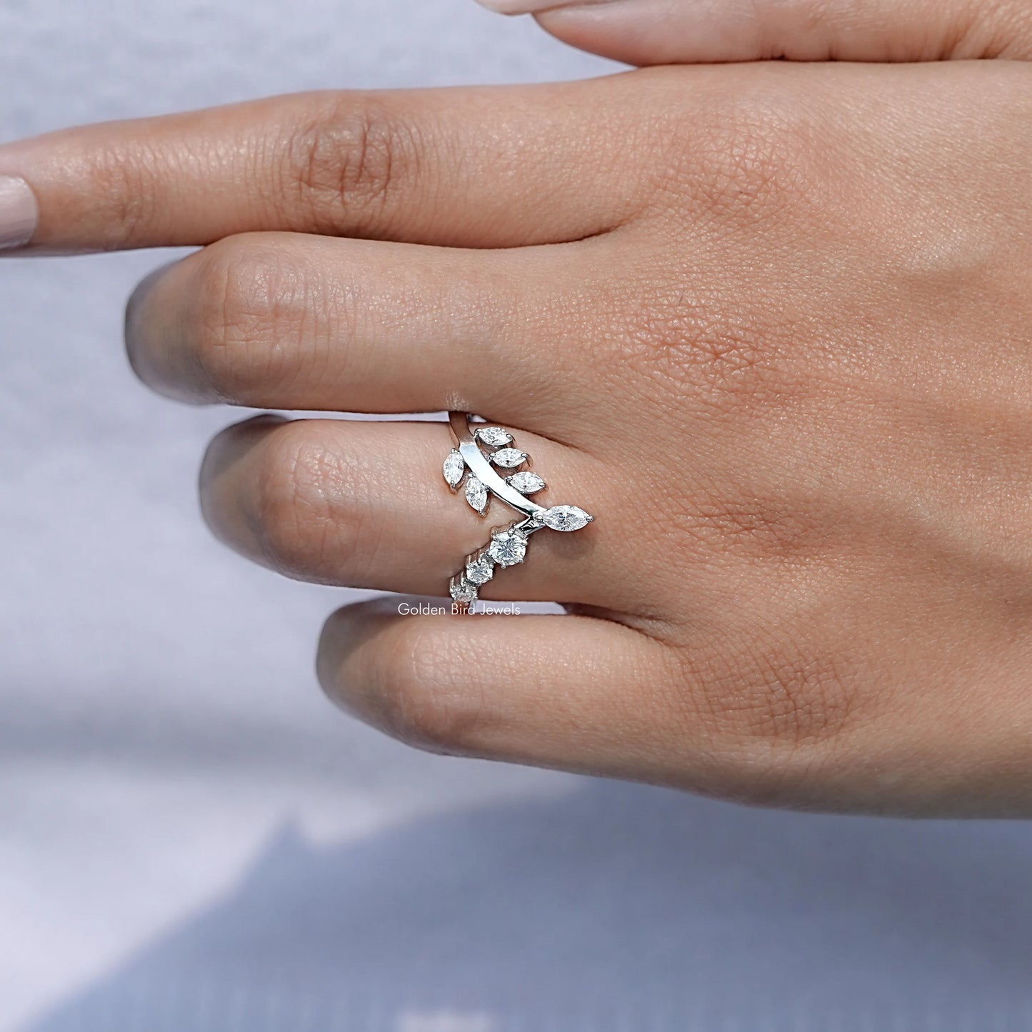 Marquise Cut V Shape Curved  Moissanite Wedding Band