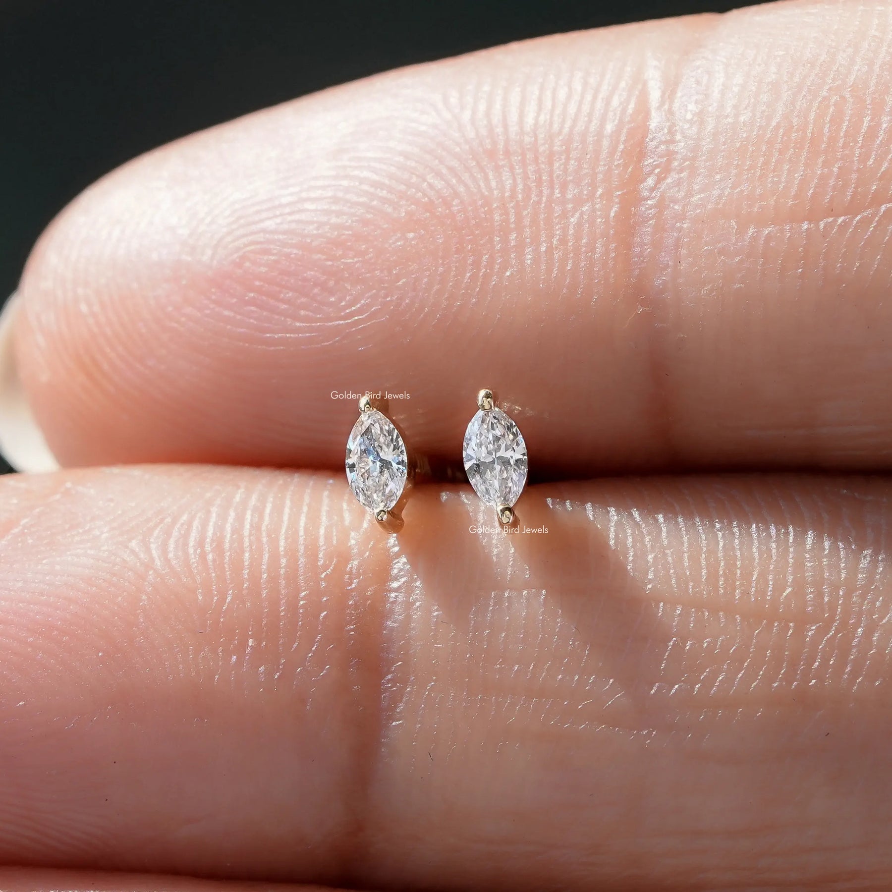 [LGD Marquise Cut Diamond Solitaire Earrings]-[Golden Bird Jewels]