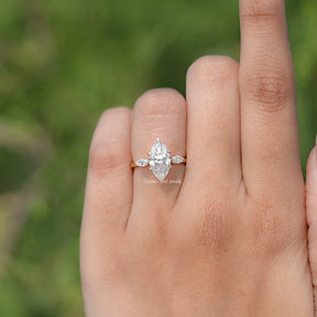 Marquise Cut Moissanite Three Stone Ring