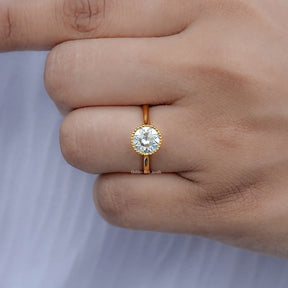 Close view of Round Cut Solitaire Engagement Ring