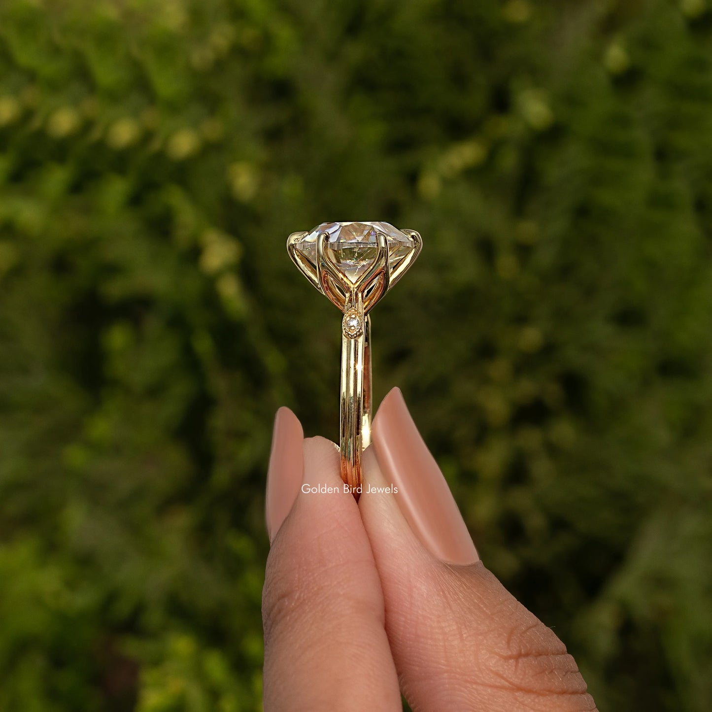 Old European Cut Round Moissanite Engagement Ring
