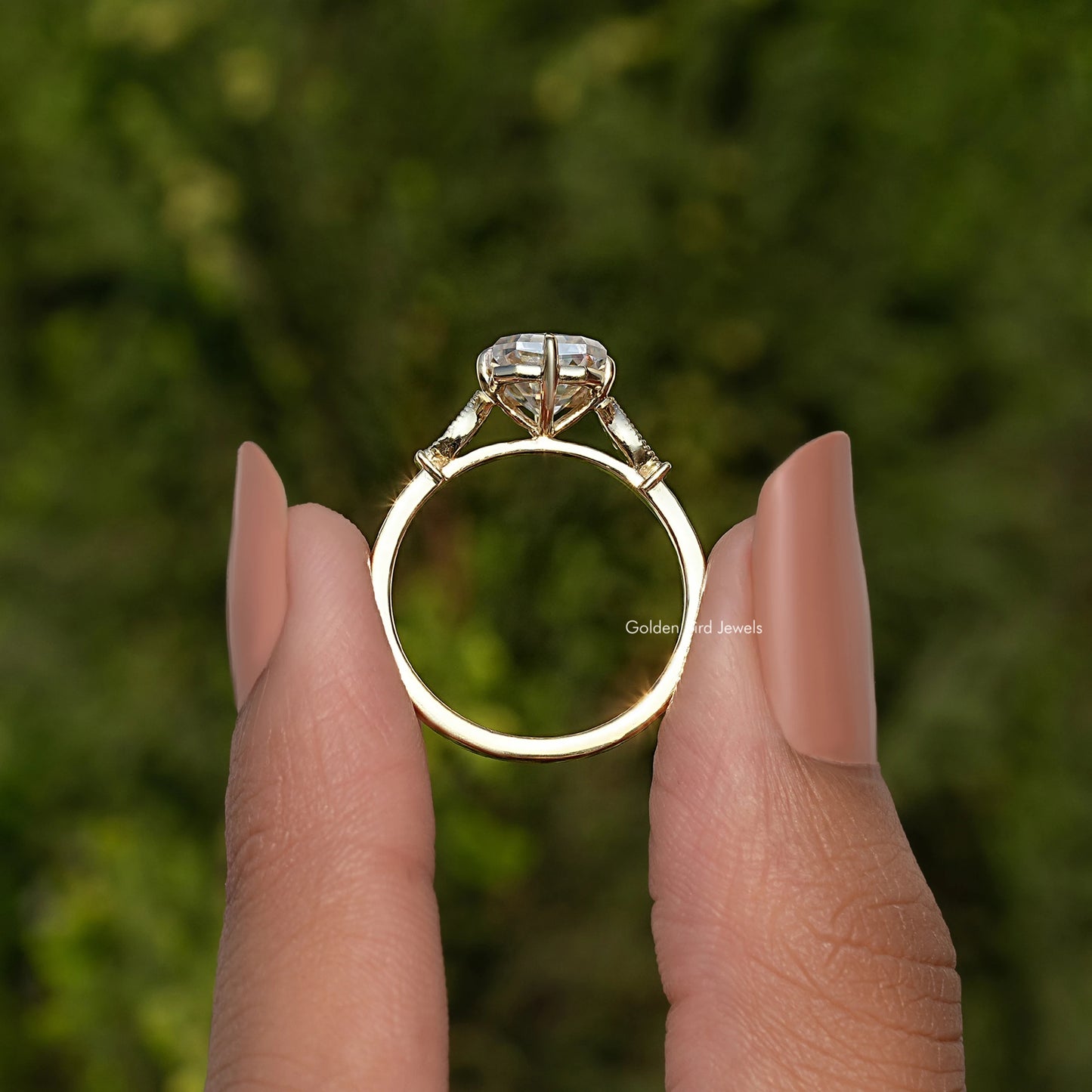 Old Mine Radiant Cut Moissanite Engagement Ring