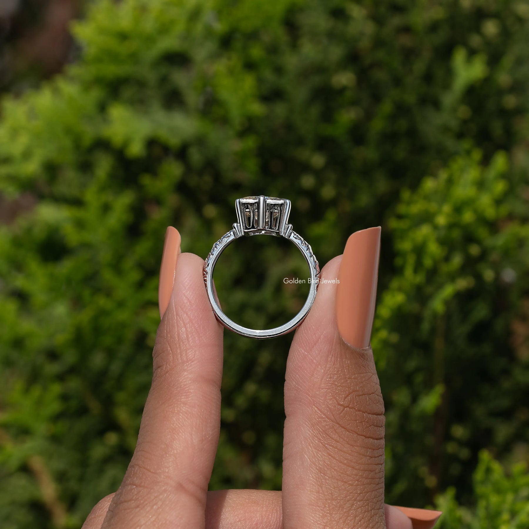Old Mine Princess Cut Moissanite Solitaire Ring
