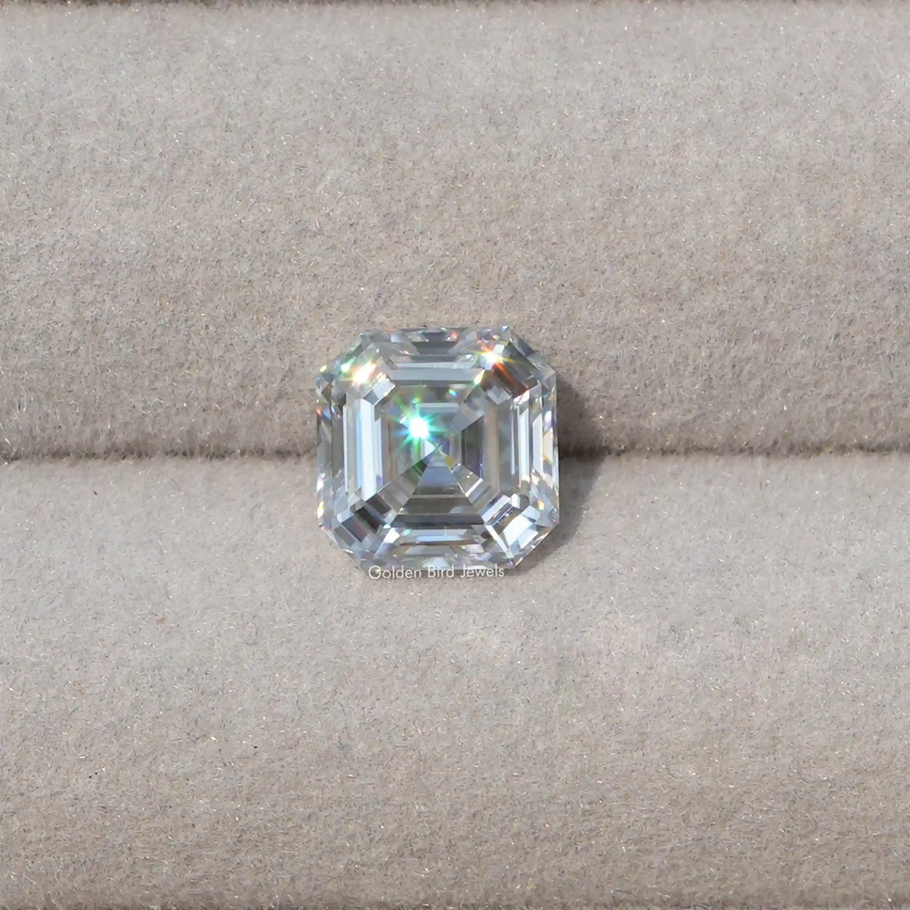 View of Asscher Cut Loose Moissanite In White 