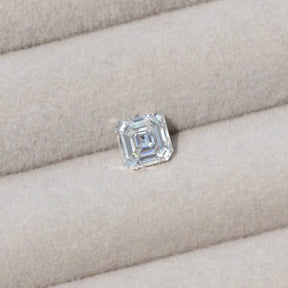 [Front view of colorless asscher cut loose stone]-[Golden Bird Jewels]