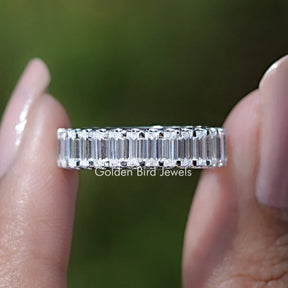 Front View of Baguette Moissanite Eternity Wedding Band
