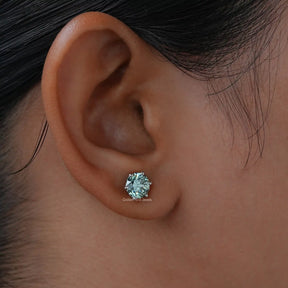 [Solitaire Round Cut Moissanite Earrings]-[Golden Bird Jewels]