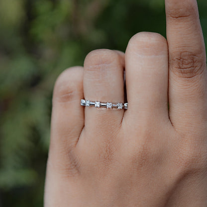 Colorless Princess Cut Moissanite Half Eternity Band